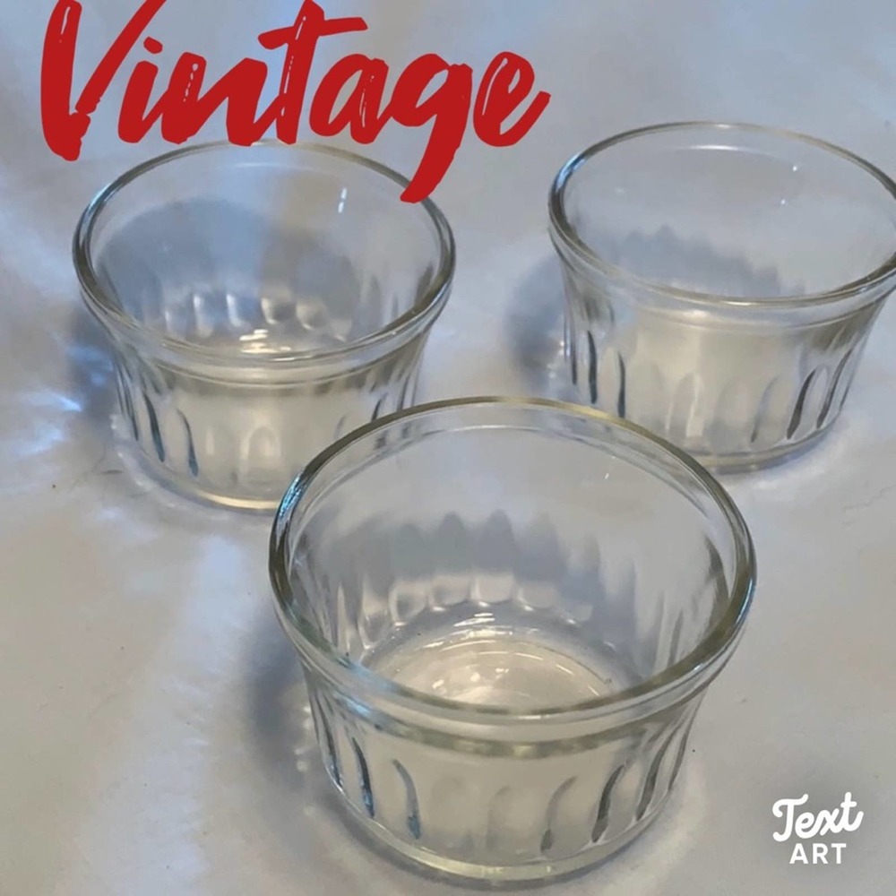 Set of 3 Vintage jelly jars ribbed 3" dia top